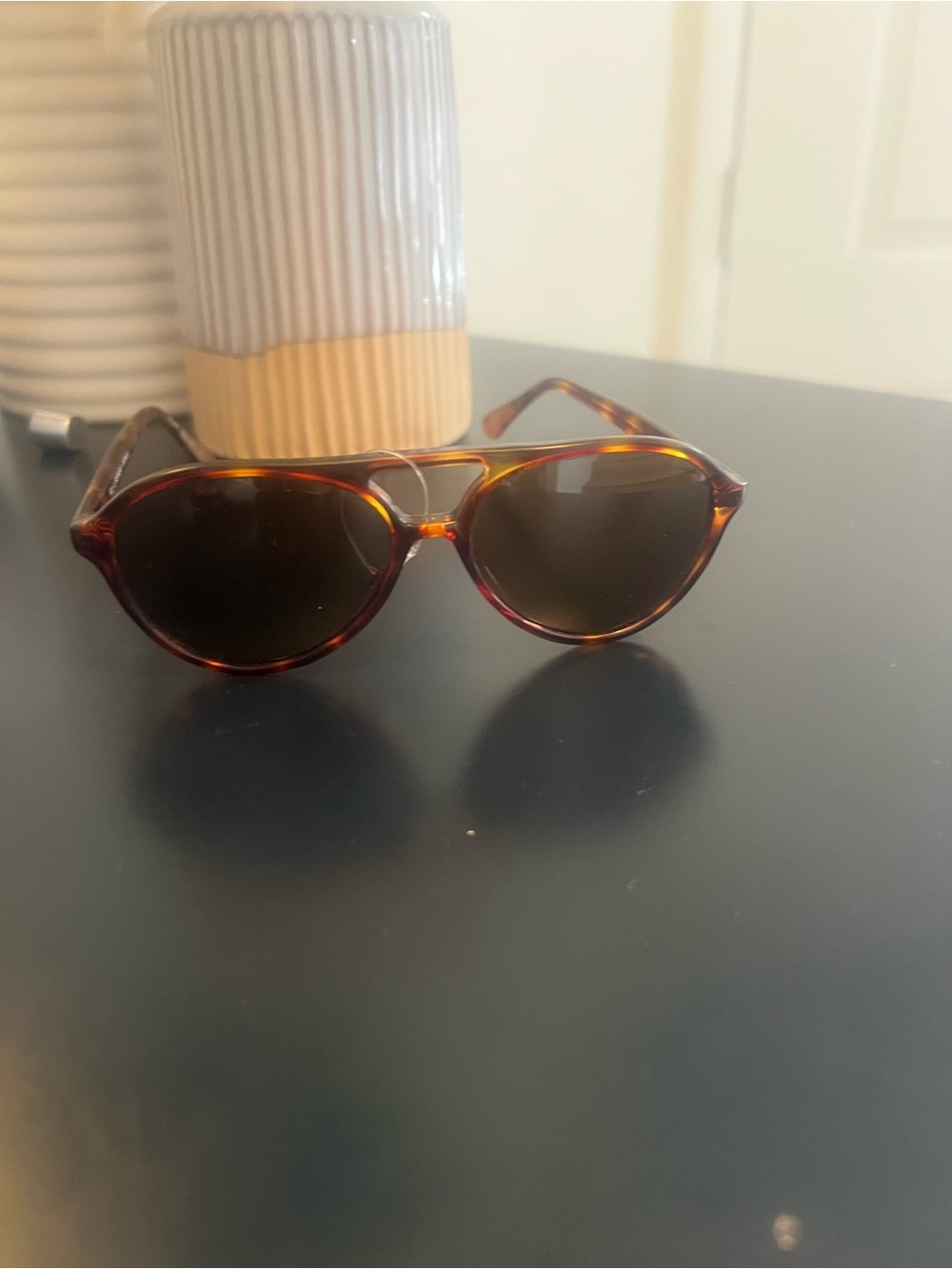 Fossil Tortoiseshell Round Sunglasses - Brown Lenses